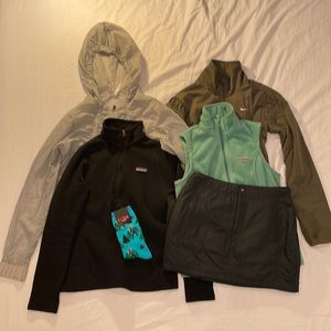 Lot 6 Sportswear Patagonia Nike Columbia Fabletics Jacket Vest Top Skirt Socks